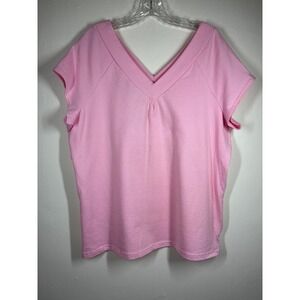 Vintage Y2K Zoey Beth Plus Size Pink V Neck Short Sleeve T Shirt Top‎ Women's 3X